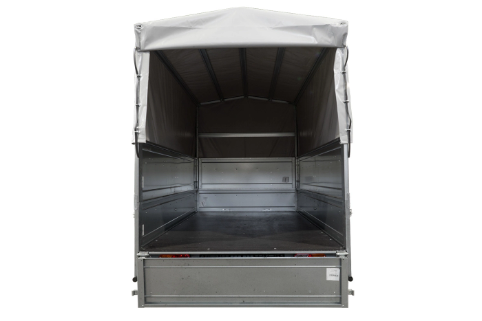 Lichte aanhangwagen op veren 264x125 UNITRAILER GARDEN 264/R KIPP met BIS zijwanden, H-800 frame en grijze afdekking