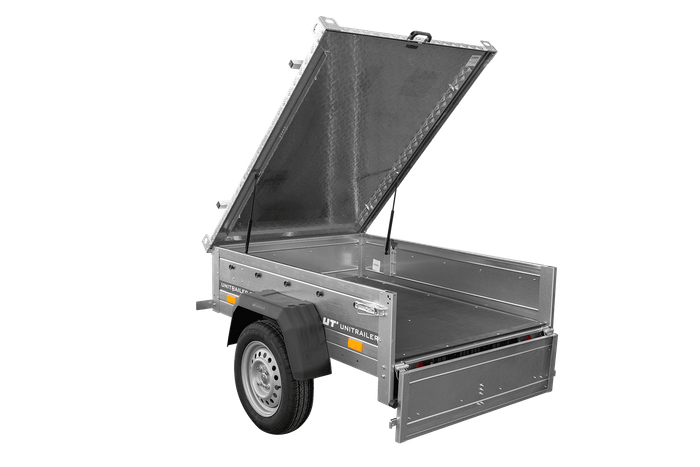 Enkelassige aanhanger 150x106 UNITRAILER GARDEN 150 KIPP met aluminium afdekking