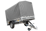 Enkelassige aanhanger 230x125 UNITRAILER GARDEN 230 KIPP met H-1100 frame en grijze afdekking