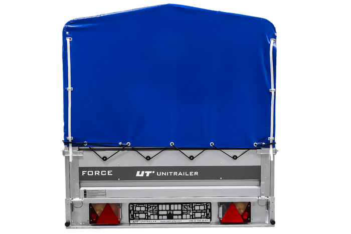 Autotrailer 264x125 UNITRAILER FORCE 264 KIPP met H-800 frame en blauwe hoes