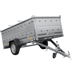 Enkelassige aanhangwagen op veren 264x125 UNITRAILER GARDEN 264/R KIPP met BIS zijwanden en aluminium afdekplaat