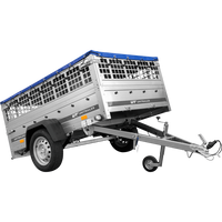 Autoaanhangwagen op veren 200x125 UNITRAILER GARDEN 201/R KIPP met gaaswanden, H-0 frame en blauwe afdekking