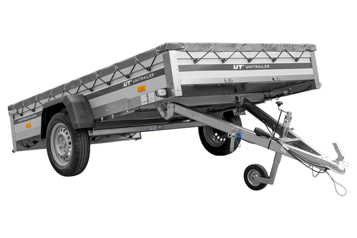 Autoaanhanger met aluminium zijwanden 264x150 Unitrailer Garden 265 KIPP ALU met H-0 frame en grijze afdekking