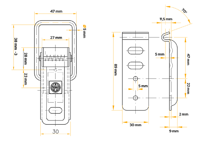 Zijkoppeling met sluiting WINTERHOFF BV 60-1 + BVG 60-A complete aanhangwagen zijsluiting