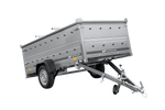 Enkelassige aanhangwagen op veren 264x125 UNITRAILER GARDEN 264/R KIPP met BIS zijwanden en aluminium afdekplaat