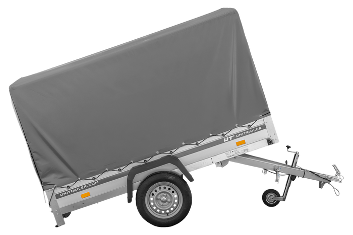 Autoaanhanger met aluminium zijwanden 230x125 Unitrailer Garden 230 KIPP ALU met H1100 frame en grijze afdekking