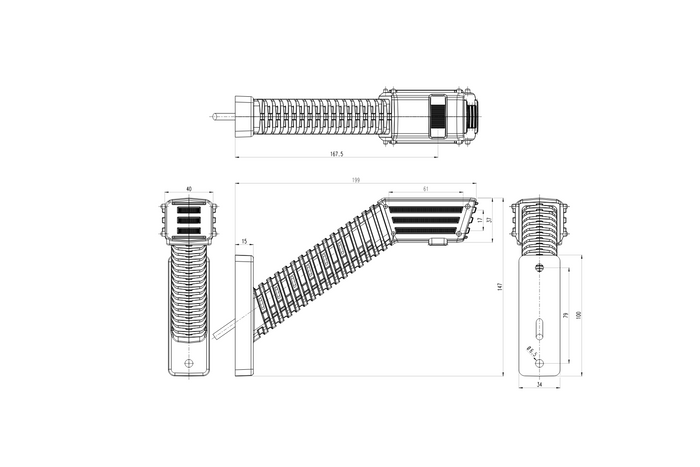 WAŚ 2552P W297.5.1 SPOT LED rechter markeringslamp op een lange arm