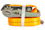 Set van vier UNITRAILER 2m/50mm/5t oranje transportbanden met spaninrichting