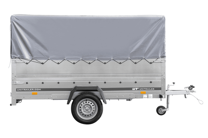 Eenassige aanhangwagen 264x150 UNITRAILER GARDEN 265 KIPP met opzetborden, H-800 frame en grijze huif