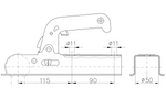 CHOOYO JD.00.53.001 kogelkoppeling voor een aanhanger van 800 kg met een vierkante dissel van 50 mm.