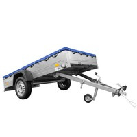 Enkelassige aanhanger 264x125 UNITRAILER GARDEN 264 KIPP met blauw dekzeil