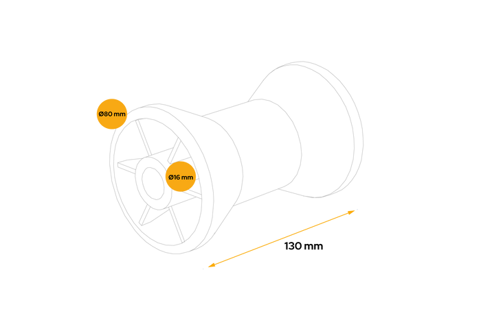 DOMAR D40110 bodemrol voor boottrailer 130 mm
