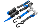 Set van twee HILLS 3m/25mm/1t transportbanden met spanmechanisme en twee 0,45m riemen voor het vastzetten van de motorfiets.