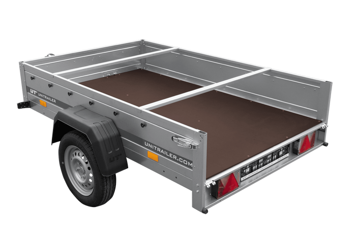 Autoaanhanger 200x125 UNITRAILER GARDEN 201 KIPP met H-0 frame en blauwe hoes