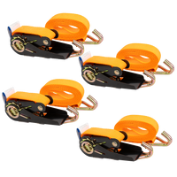 Set van vier KAMAR 3m/25mm/0.8t oranje transportbanden met spaninrichting