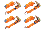Set van vier UNITRAILER 6m/35mm/2t oranje transportbanden met spaninrichting