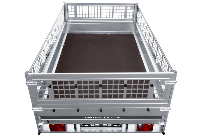 Lichte aanhanger 264x150 UNITRAILER GARDEN 265/2 KIPP met gaaswanden, H-0 frame en blauwe hoes