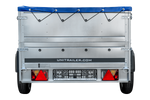 Lichte aanhanger 230x125 UNITRAILER GARDEN 230 KIPP met BIS-zijwanden en blauw dekzeil