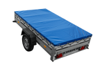 Enkelassige aanhanger met aluminium zijwanden 230x125 Unitrailer Garden 230 KIPP ALU met H-0 frame en blauwe afdekking