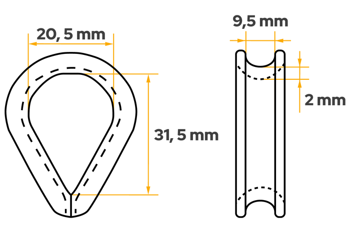 DROMET KU.8 touwkous, stalen klos 8mm