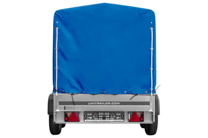 Tweeassige aanhanger 264x125 UNITRAILER GARDEN 264/2 KIPP met H-1100 frame en blauw dekzeil