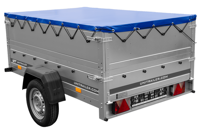 Autotrailer 200x125 UNITRAILER GARDEN 201 KIPP met BIS-zijwanden en blauw dekzeil
