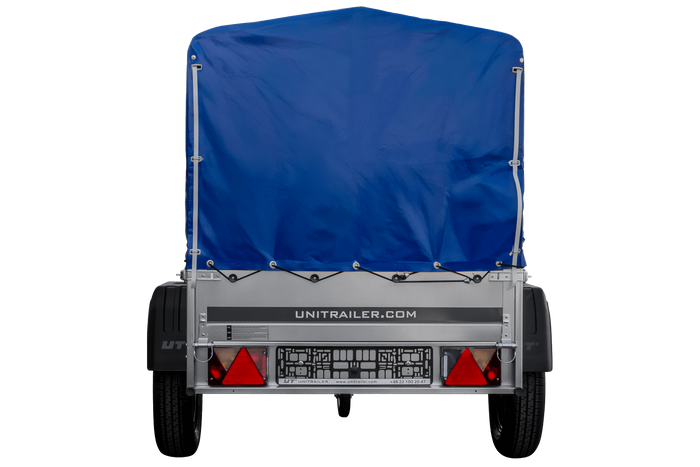 Lichte aanhanger 150x106 UNITRAILER GARDEN 150 KIPP met H-800 frame en blauw dekzeil