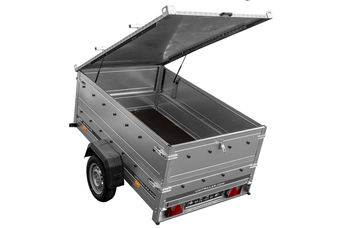 Lichte aanhanger 200x125 UNITRAILER GARDEN 201 KIPP met BIS-zijwanden en aluminium afdekking