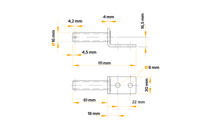 Zijscharnier met houder UNITRAILER BSCH 10-270+BSCHG 10-A complete aanhanger zijmontage