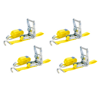 Set van vier UNITRAILER 3m/25mm/1t gele transportbanden met spaninrichting