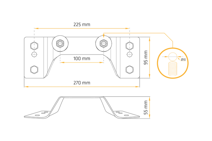 UNITRAILER GARDEN KIPP aanhanger reservewiel montagebeugel met reflector