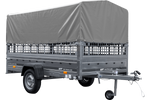 Autoaanhanger op veren 264x150 UNITRAILER GARDEN 265/R KIPP met gaaswanden, H-800 frame en grijze afdekking