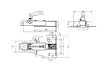 KNOTT K7.5-H+KZE7.5 kogelkoppeling voor een aanhanger van 750 kg met een V-vormige dissel.
