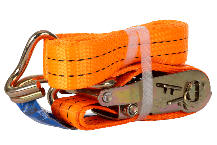Set van vier UNITRAILER 3m/35mm/2t oranje transportbanden met spaninrichting
