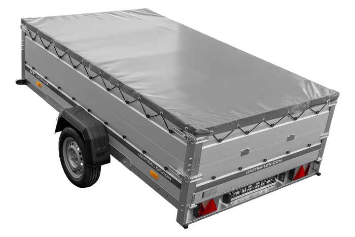 Enkelassige aanhanger met aluminium zijwanden 264x150 Unitrailer Garden 265 KIPP ALU met BIS-zijwanden, H-0 frame en grijze afdekking