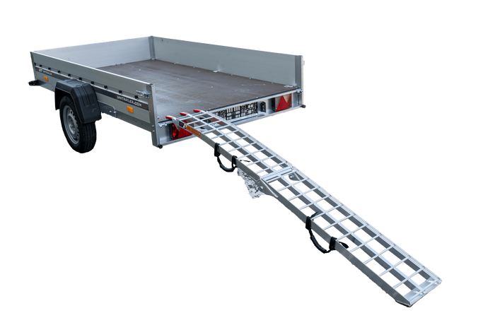 UNITRAILER ALR002 opklapbare aluminium oprijplaat voor aanhanger 221 cm 340 kg met riem