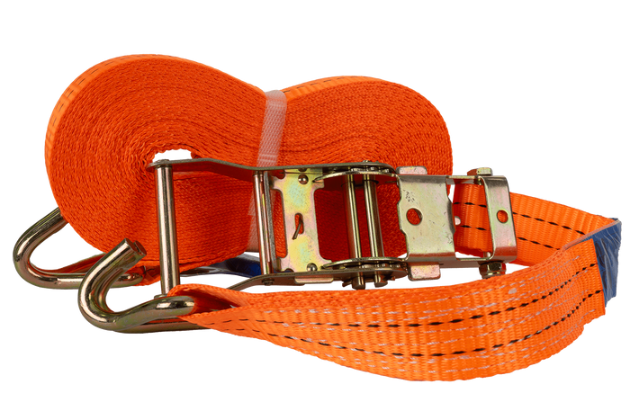 Set van vier UNITRAILER 12m/35mm/2t oranje transportbanden met spaninrichting
