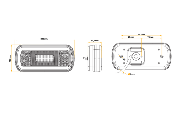 FRISTOM FT-130 PM LED achterlicht, 6 functies, universeel