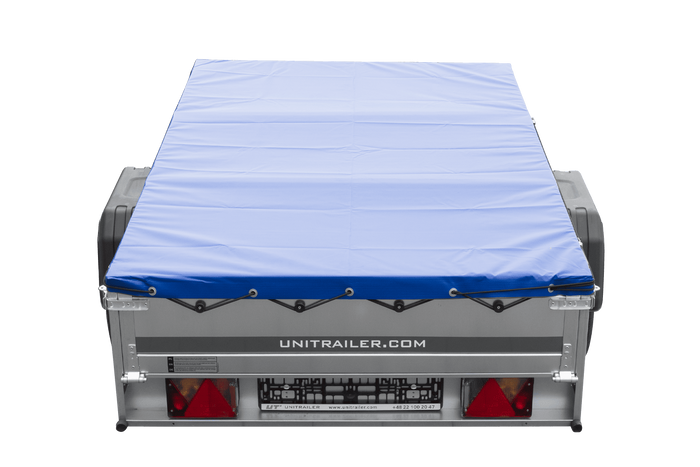 Autoaanhanger 200x125 UNITRAILER GARDEN 201 KIPP met H-0 frame en blauwe hoes