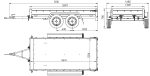 Tweeassige aanhanger 264x125 UNITRAILER GARDEN 264/2 KIPP met H-1100 frame en blauw dekzeil