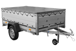 Enkelassige aanhanger met aluminium zijwanden 230x125 Unitrailer Garden 230 KIPP ALU met BIS-zijwanden, H-0 frame en grijze afdekking