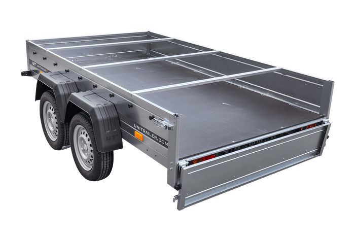 Autoaanhanger 264x150 UNITRAILER GARDEN 265/2 KIPP met H-0 frame en blauwe hoes