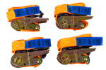 Set van vier UNITRAILER 4m/25mm/0.68t oranje transportbanden met spaninrichting in een koffer.