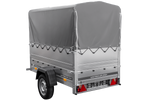 Lichte aanhanger 200x106 UNITRAILER GARDEN 200 KIPP met BIS-zijwanden, H-800 frame en grijze afdekking