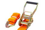 Set van vier UNITRAILER 2m/50mm/5t oranje transportbanden met spaninrichting
