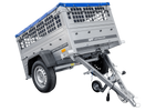 Autoaanhanger 150x106 UNITRAILER GARDEN 150 KIPP met gaaswanden en blauwe hoes
