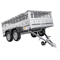 Lichte aanhanger 264x150 UNITRAILER GARDEN 265/2 KIPP met gaaswanden, H-0 frame en grijze afdekking