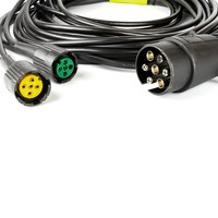 MANTES elektrische installatie, aanhangwagenkabelboom 5,2 m, 7-pins stekker, 2x5-pins bajonetten