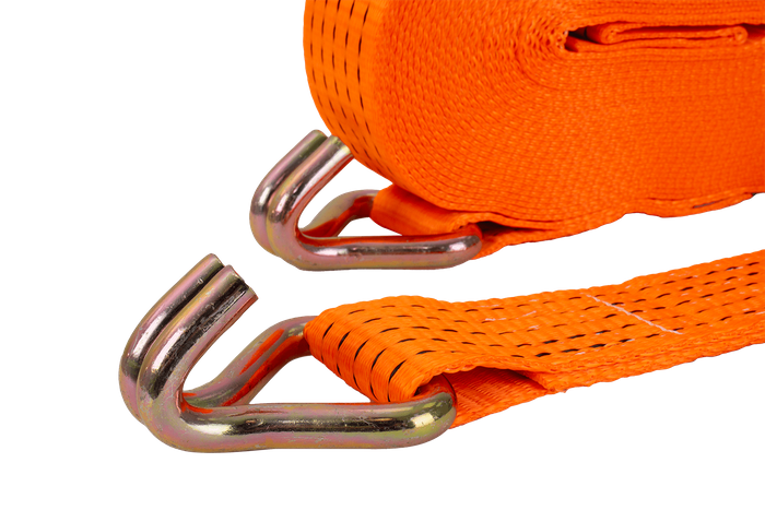 Set van vier UNITRAILER 15m/50mm/5t oranje transportbanden met spaninrichting