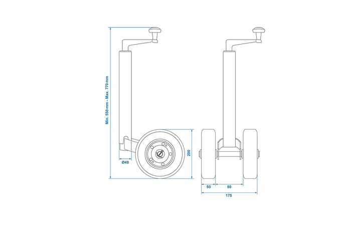 ProPlus 341508V02 neuswiel 150 kg 48 mm 550-770 mm